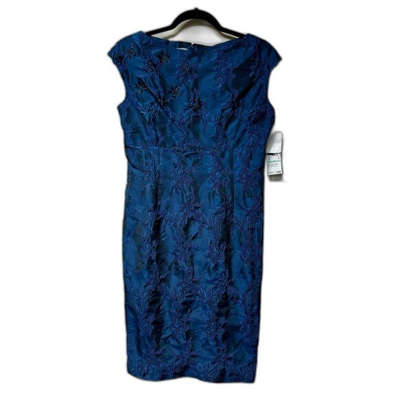 NWT ANNE KLEIN Gorgeous Sapphire Blue Beaded Sheath Dress, Sz 8 - Picture 2 of 10